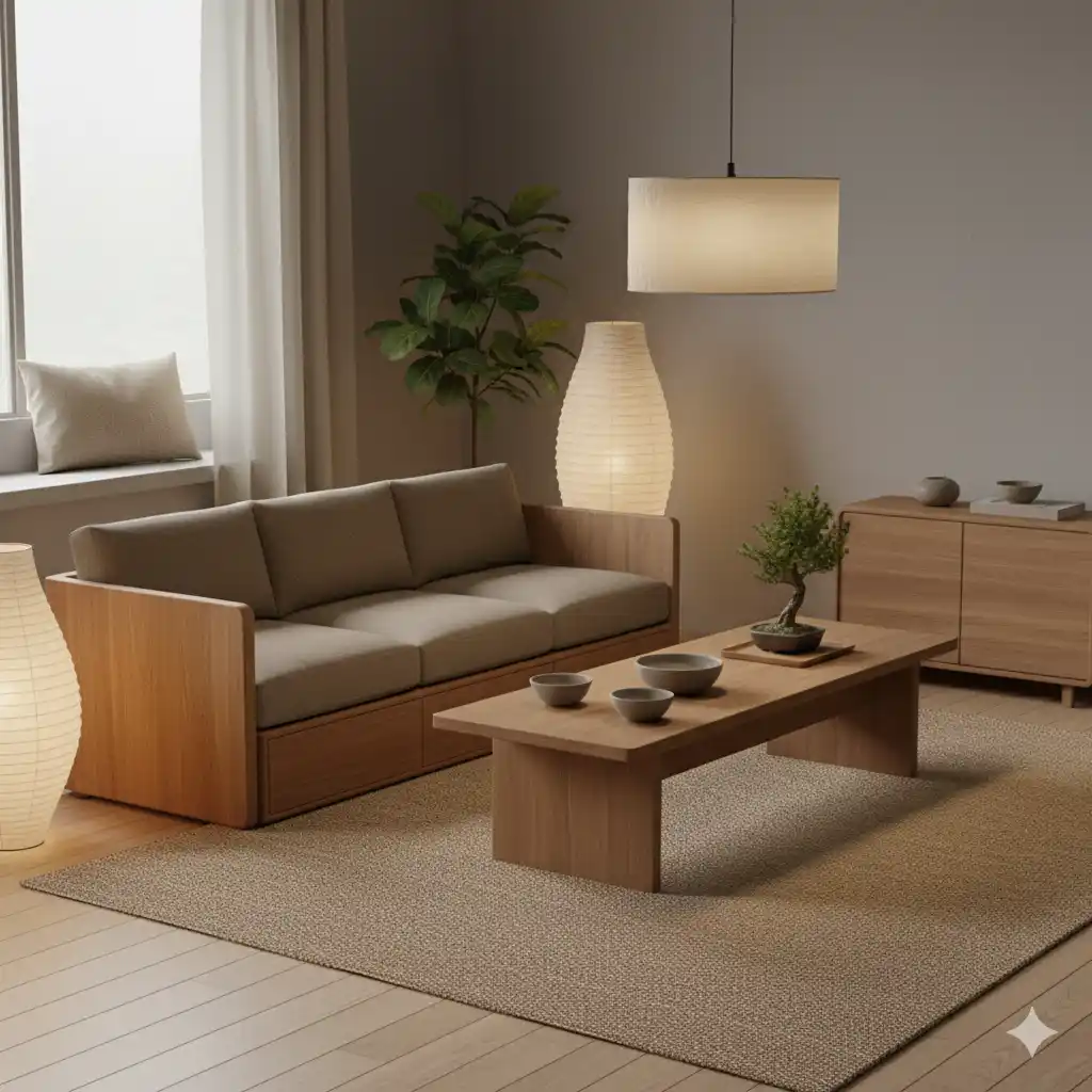 Natural Japandi design style